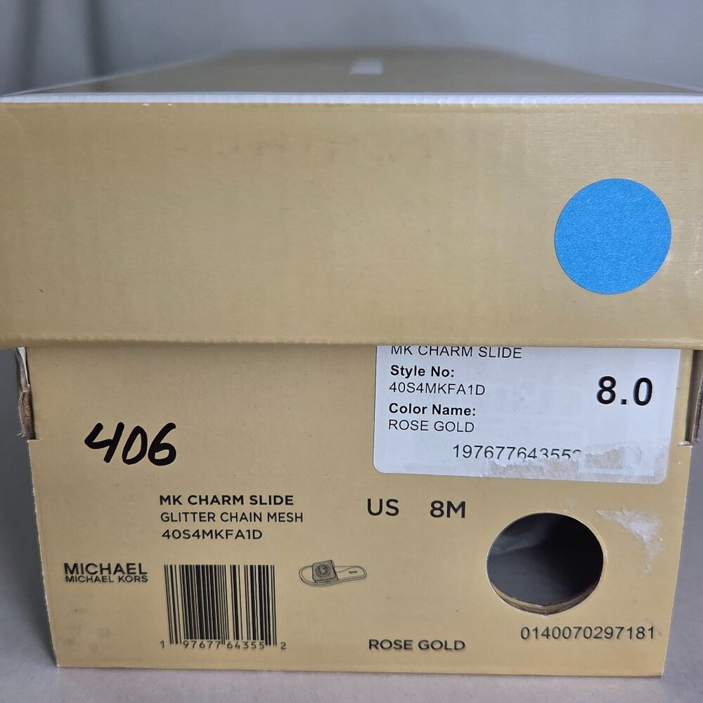 NWT Michael Kors MK Charm Slide Flat Sandals Soft Pink/ Rose Gold - Picture 6 of 7